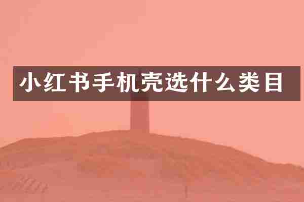 小红书手机壳选什么类目
