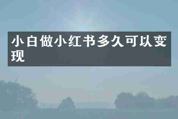 小白做小红书多久可以变现