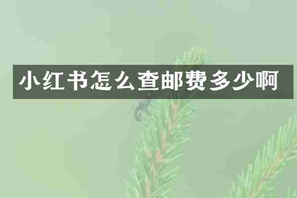 小红书怎么查邮费多少啊