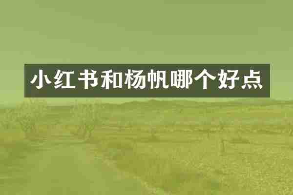 小红书和杨帆哪个好点
