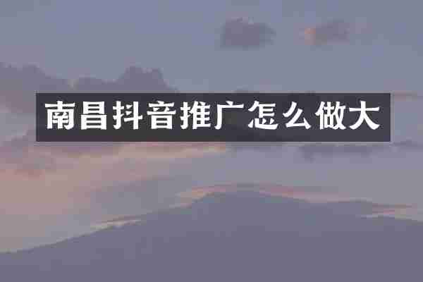 南昌抖音推广怎么做大