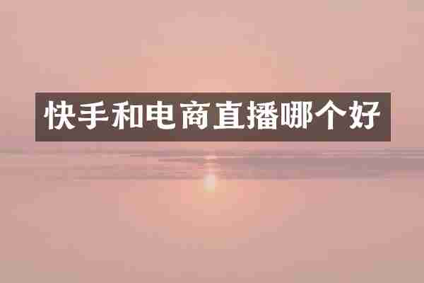 快手和电商直播哪个好