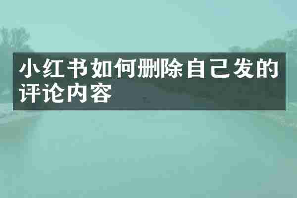 小红书如何删除自己发的评论内容