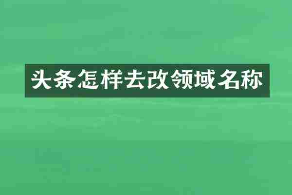 头条怎样去改领域名称