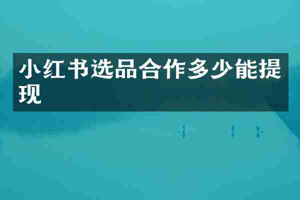 小红书选品合作多少能提现