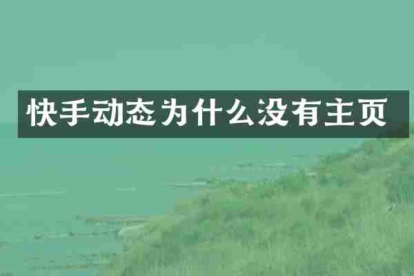 快手动态为什么没有主页