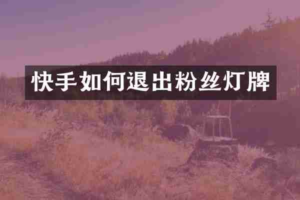 快手如何退出粉丝灯牌