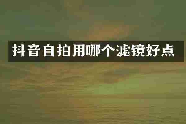 抖音自拍用哪个滤镜好点