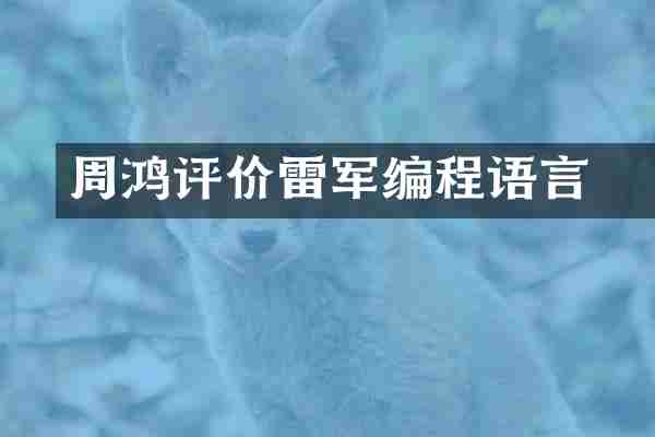 周鸿祎评价雷军编程语言