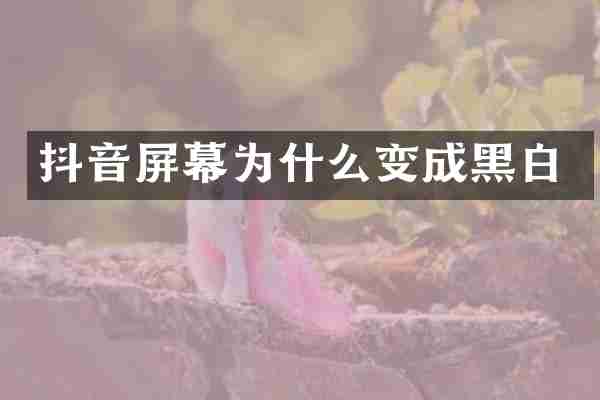 抖音屏幕为什么变成黑白