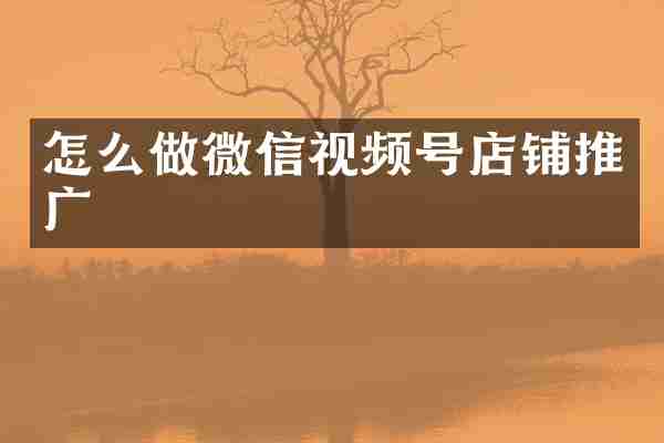 怎么做微信视频号店铺推广