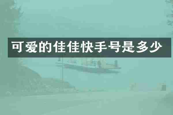 可爱的佳佳快手号是多少