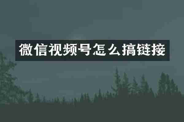微信视频号怎么搞链接