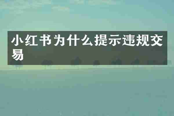 小红书为什么提示违规交易