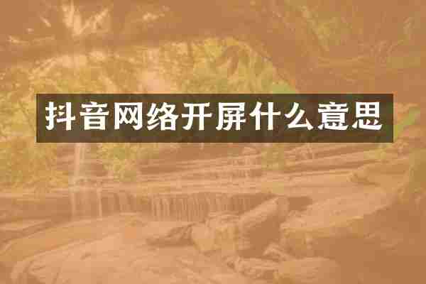 抖音网络开屏什么意思