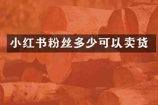 小红书粉丝多少可以卖货