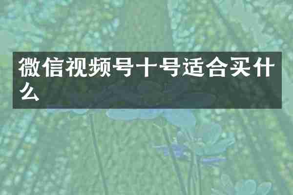 微信视频号十号适合买什么