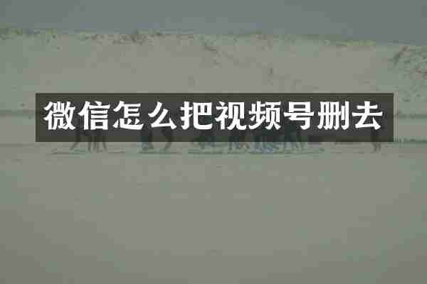 微信怎么把视频号删去