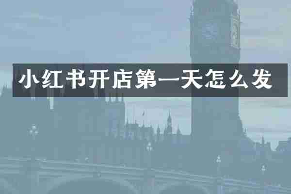 小红书开店第一天怎么发