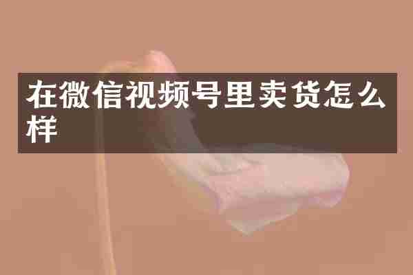 在微信视频号里卖货怎么样