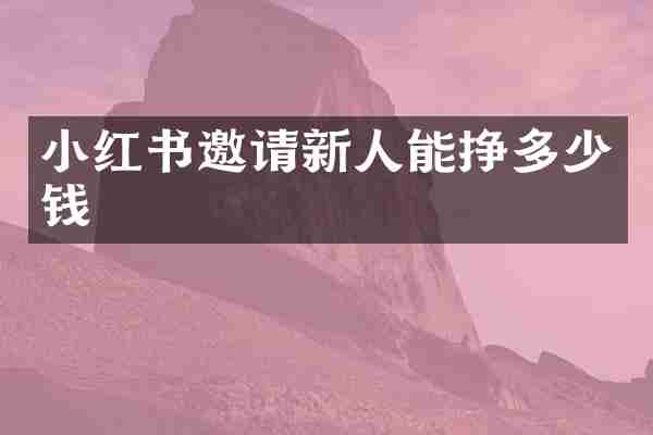 小红书邀请新人能挣多少钱