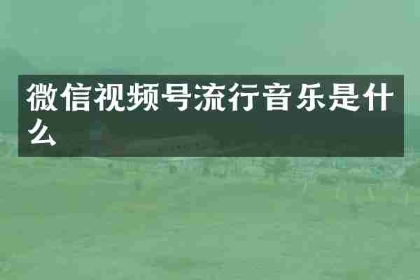 微信视频号流行音乐是什么