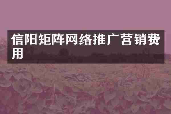 信阳矩阵网络推广营销费用