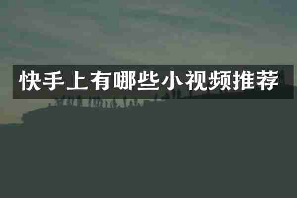 快手上有哪些小视频推荐
