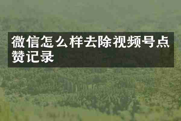 微信怎么样去除视频号点赞记录