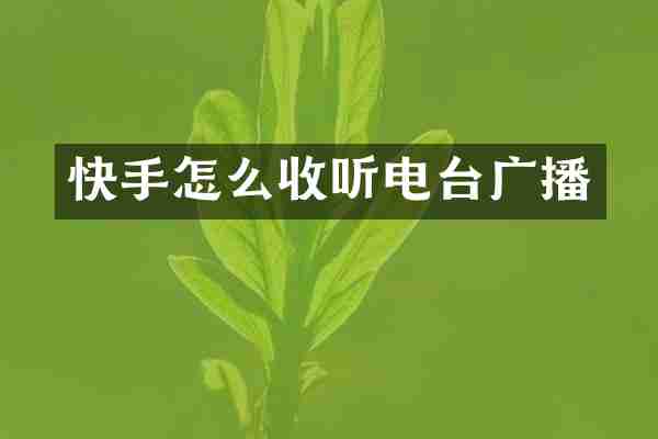 快手怎么收听电台广播