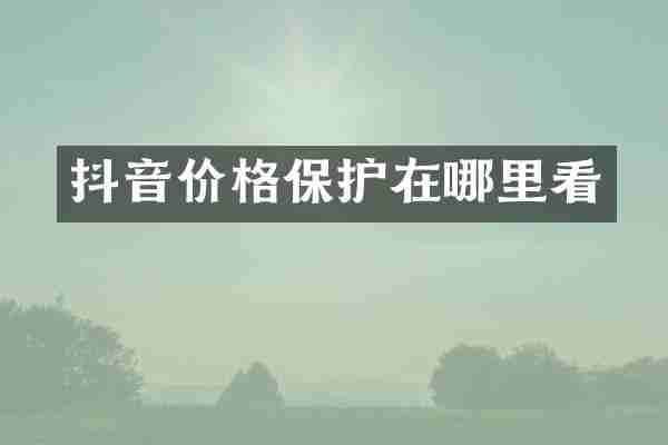 抖音价格保护在哪里看
