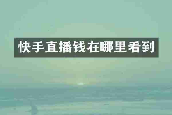 快手直播钱在哪里看到
