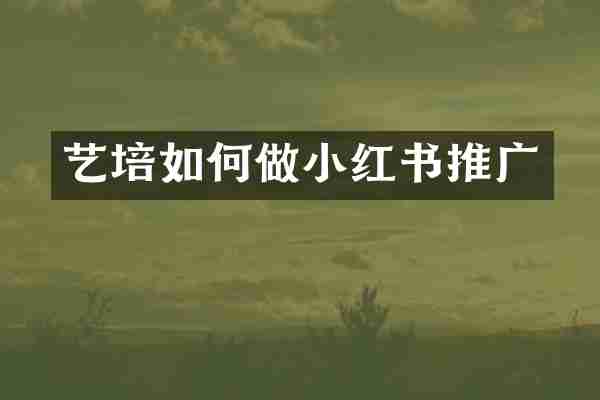 艺培如何做小红书推广