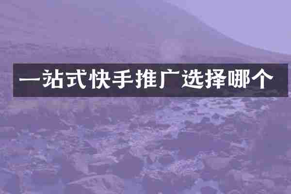 一站式快手推广选择哪个