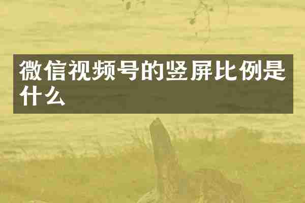 微信视频号的竖屏比例是什么