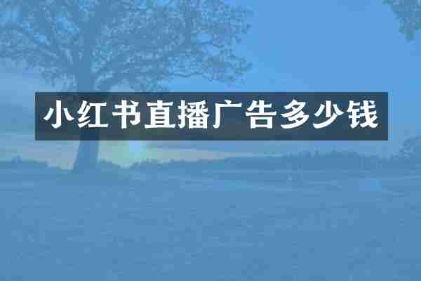 小红书直播广告多少钱