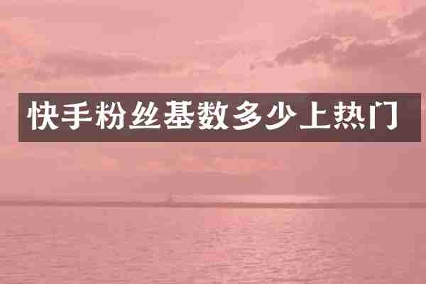 快手粉丝基数多少上热门