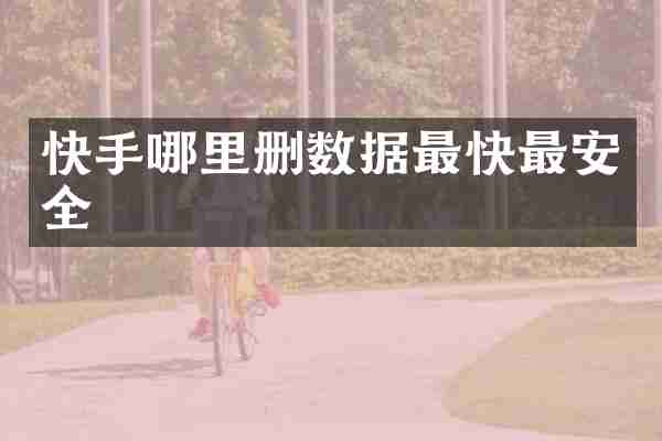 快手哪里删数据最快最安全