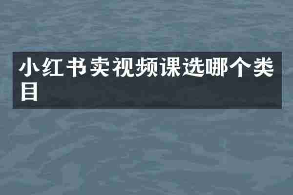 小红书卖视频课选哪个类目