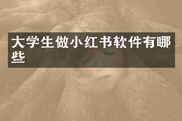 大学生做小红书软件有哪些