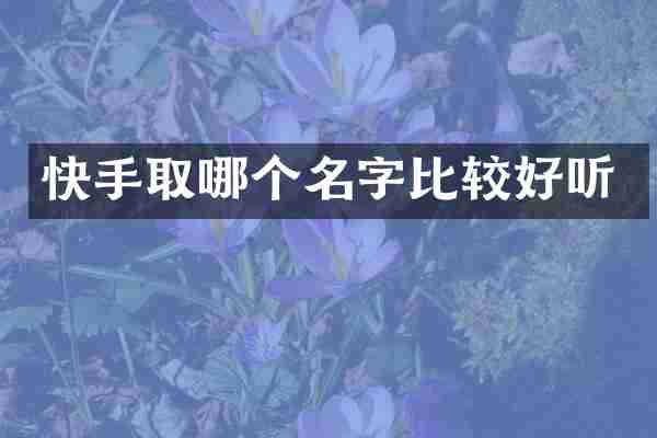 快手取哪个名字比较好听