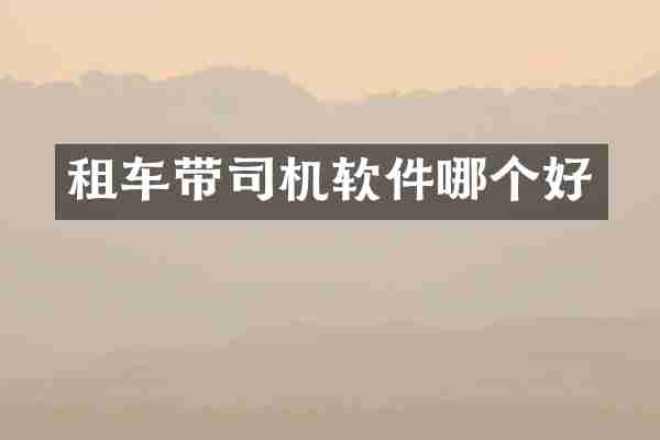 租车带司机软件哪个好