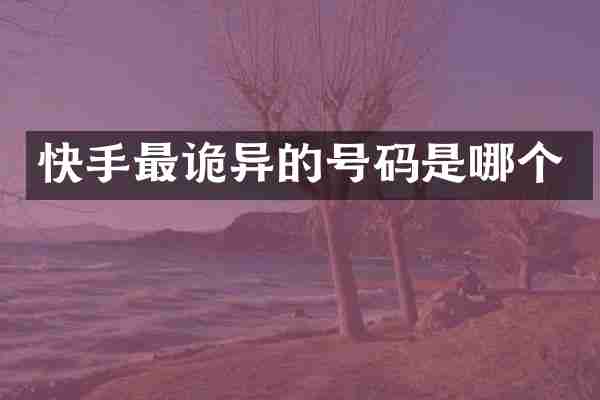快手最诡异的号码是哪个