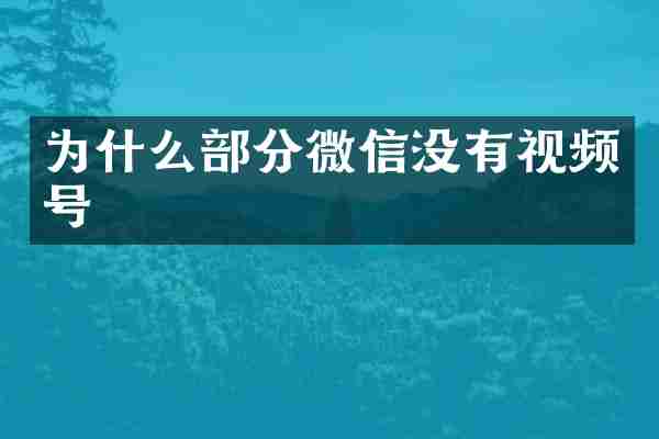 为什么部分微信没有视频号