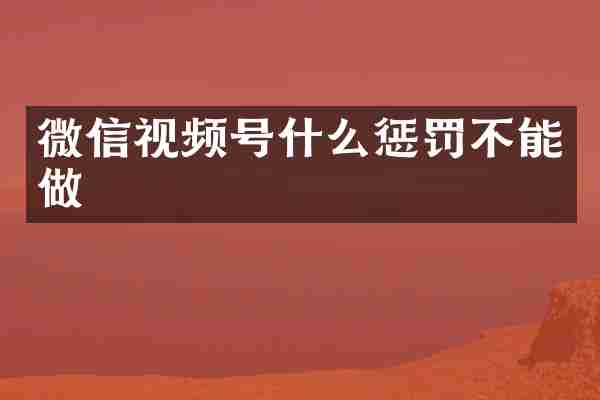 微信视频号什么惩罚不能做