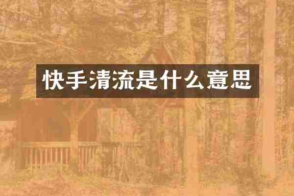 快手清流是什么意思
