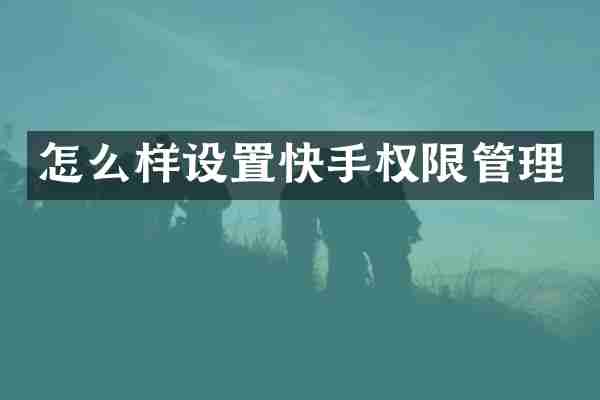 怎么样设置快手权限管理