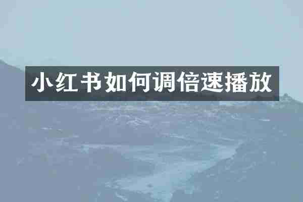 小红书如何调倍速播放