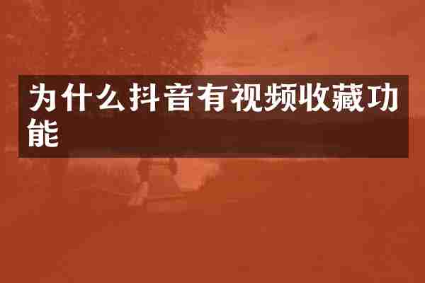 为什么抖音有视频收藏功能