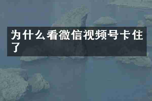 为什么看微信视频号卡住了